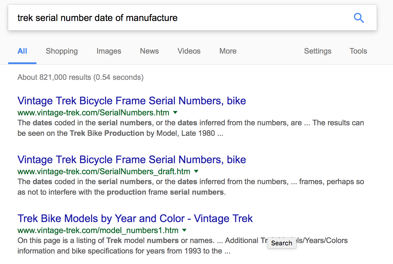 search bikes by serial number